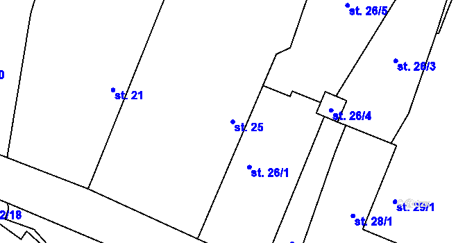 Parcela st. 25 v KÚ Kozojedy u Žlunic, Katastrální mapa