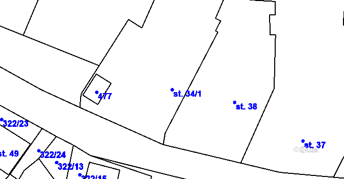 Parcela st. 34/1 v KÚ Kozojedy u Žlunic, Katastrální mapa