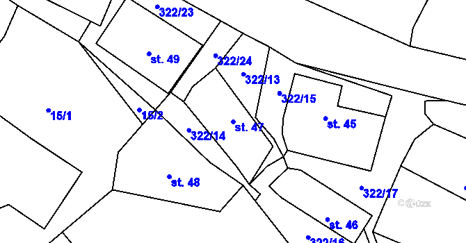 Parcela st. 47 v KÚ Kozojedy u Žlunic, Katastrální mapa