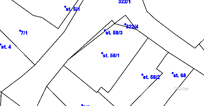 Parcela st. 58/1 v KÚ Kozojedy u Žlunic, Katastrální mapa