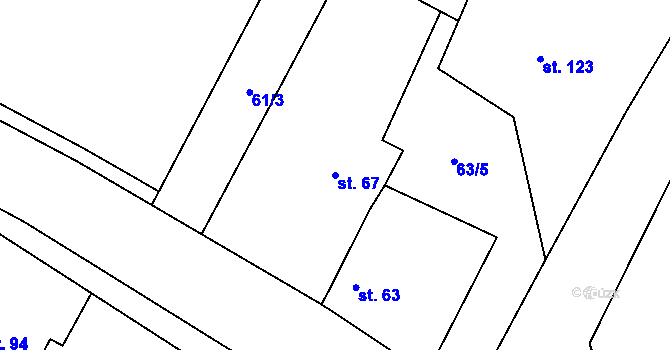 Parcela st. 67 v KÚ Kozojedy u Žlunic, Katastrální mapa