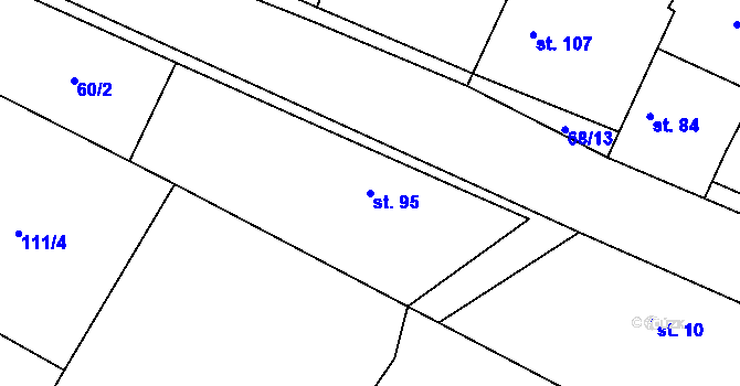 Parcela st. 95 v KÚ Kozojedy u Žlunic, Katastrální mapa