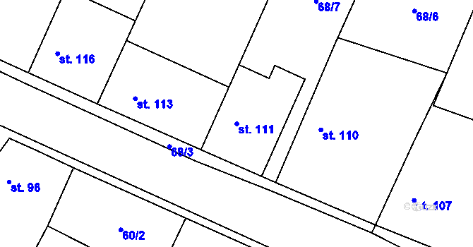 Parcela st. 111 v KÚ Kozojedy u Žlunic, Katastrální mapa