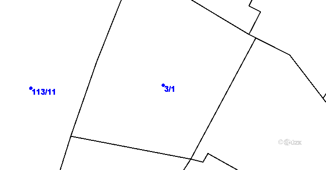 Parcela st. 3/1 v KÚ Kozojedy u Žlunic, Katastrální mapa