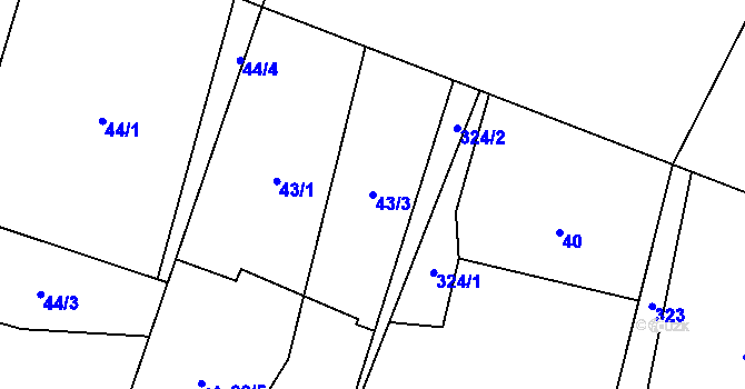Parcela st. 43/3 v KÚ Kozojedy u Žlunic, Katastrální mapa