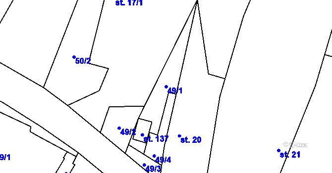 Parcela st. 49/1 v KÚ Kozojedy u Žlunic, Katastrální mapa
