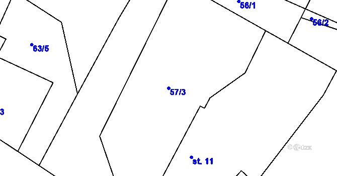 Parcela st. 57/3 v KÚ Kozojedy u Žlunic, Katastrální mapa