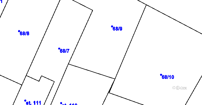 Parcela st. 68/6 v KÚ Kozojedy u Žlunic, Katastrální mapa