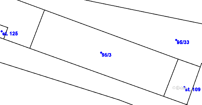 Parcela st. 95/3 v KÚ Kozojedy u Žlunic, Katastrální mapa