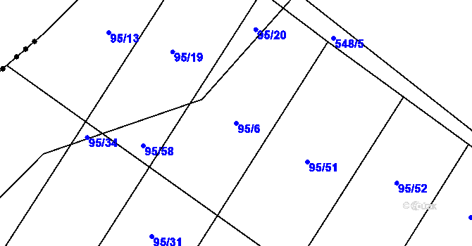 Parcela st. 95/6 v KÚ Kozojedy u Žlunic, Katastrální mapa
