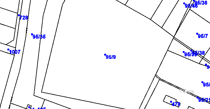 Parcela st. 95/9 v KÚ Kozojedy u Žlunic, Katastrální mapa