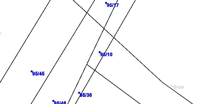 Parcela st. 95/10 v KÚ Kozojedy u Žlunic, Katastrální mapa