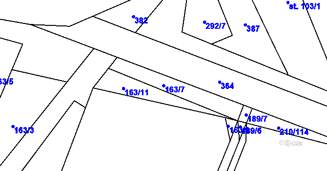 Parcela st. 163/7 v KÚ Kozojedy u Žlunic, Katastrální mapa
