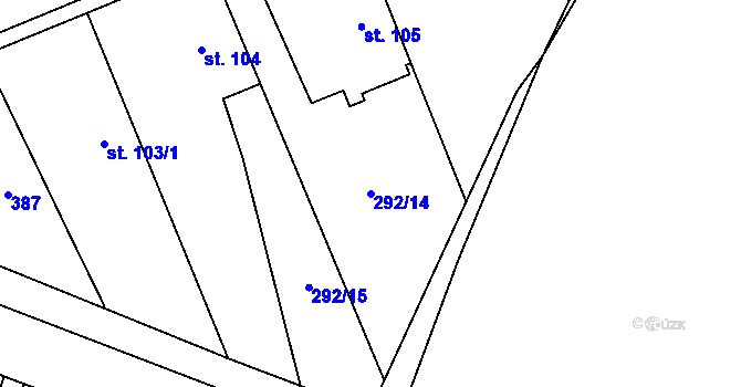 Parcela st. 292/14 v KÚ Kozojedy u Žlunic, Katastrální mapa