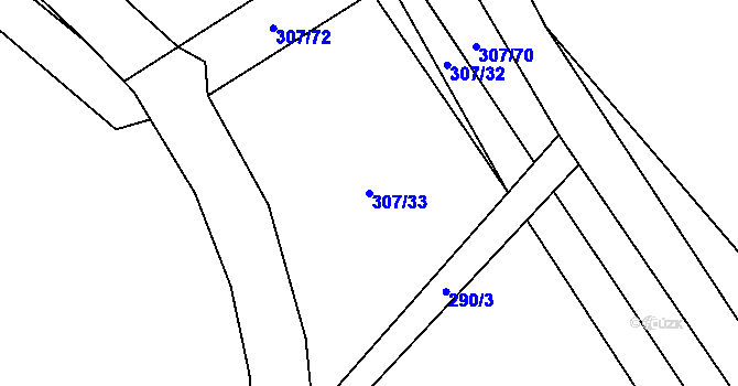 Parcela st. 307/33 v KÚ Kozojedy u Žlunic, Katastrální mapa