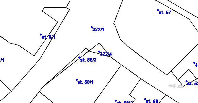 Parcela st. 322/4 v KÚ Kozojedy u Žlunic, Katastrální mapa
