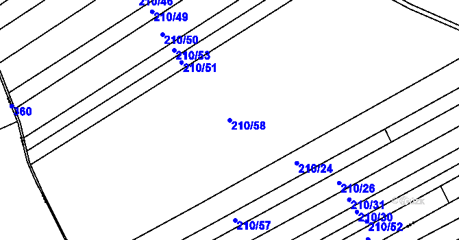Parcela st. 210/58 v KÚ Kozojedy u Žlunic, Katastrální mapa