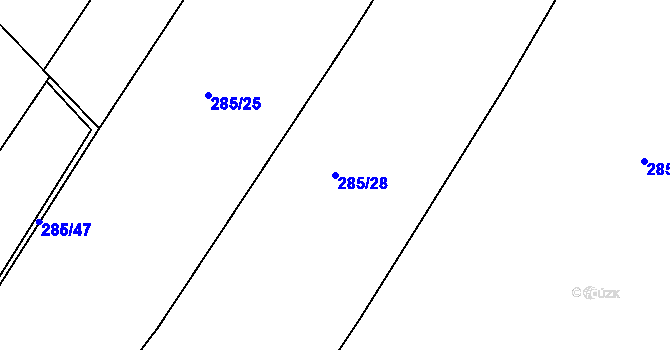 Parcela st. 285/28 v KÚ Kozojedy u Žlunic, Katastrální mapa