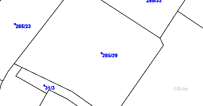 Parcela st. 285/29 v KÚ Kozojedy u Žlunic, Katastrální mapa