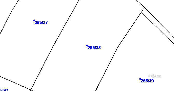 Parcela st. 285/38 v KÚ Kozojedy u Žlunic, Katastrální mapa