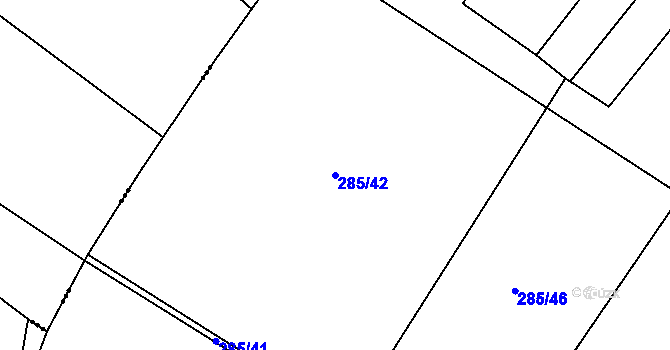 Parcela st. 285/42 v KÚ Kozojedy u Žlunic, Katastrální mapa