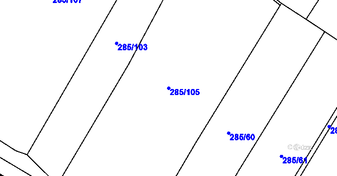 Parcela st. 285/105 v KÚ Kozojedy u Žlunic, Katastrální mapa