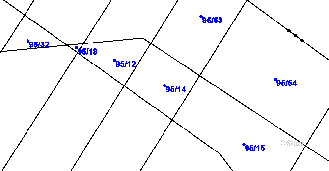 Parcela st. 95/14 v KÚ Kozojedy u Žlunic, Katastrální mapa