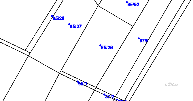 Parcela st. 95/26 v KÚ Kozojedy u Žlunic, Katastrální mapa