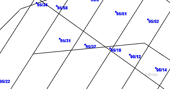 Parcela st. 95/32 v KÚ Kozojedy u Žlunic, Katastrální mapa