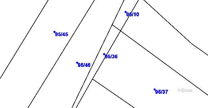 Parcela st. 95/36 v KÚ Kozojedy u Žlunic, Katastrální mapa