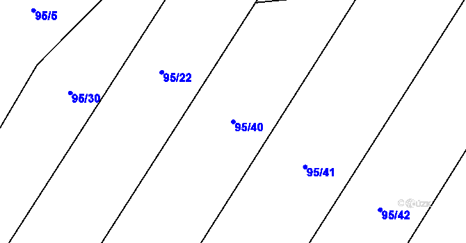 Parcela st. 95/40 v KÚ Kozojedy u Žlunic, Katastrální mapa