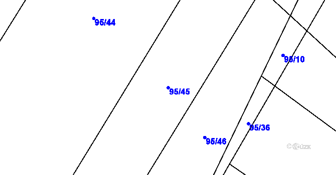 Parcela st. 95/45 v KÚ Kozojedy u Žlunic, Katastrální mapa