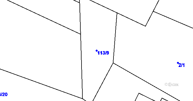 Parcela st. 113/9 v KÚ Kozojedy u Žlunic, Katastrální mapa