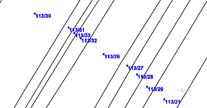 Parcela st. 113/26 v KÚ Kozojedy u Žlunic, Katastrální mapa