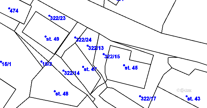 Parcela st. 322/15 v KÚ Kozojedy u Žlunic, Katastrální mapa