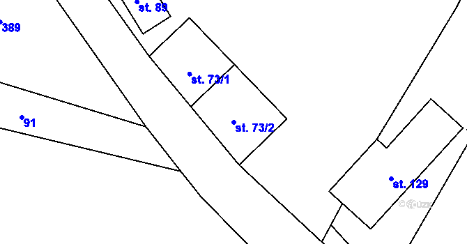 Parcela st. 73/2 v KÚ Kozojedy u Žlunic, Katastrální mapa