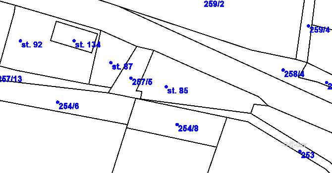 Parcela st. 85 v KÚ Sekeřice, Katastrální mapa