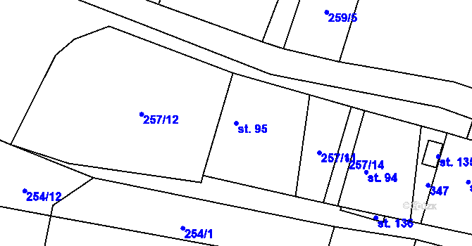 Parcela st. 95 v KÚ Sekeřice, Katastrální mapa