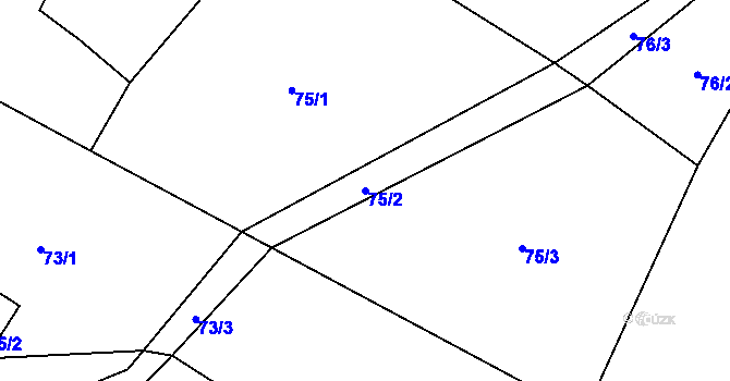 Parcela st. 75/2 v KÚ Sekeřice, Katastrální mapa