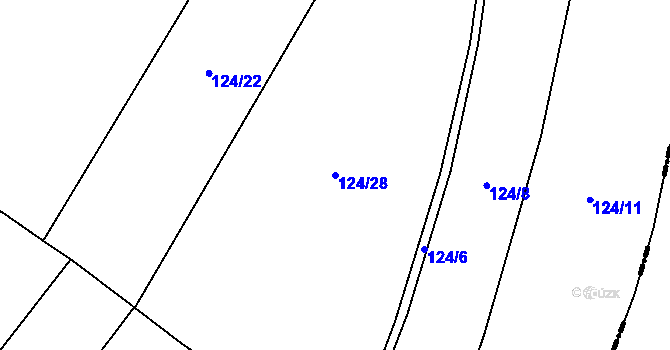 Parcela st. 124/28 v KÚ Sekeřice, Katastrální mapa