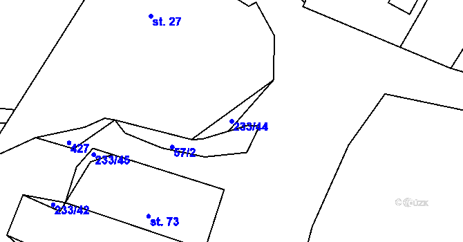 Parcela st. 233/44 v KÚ Sekeřice, Katastrální mapa