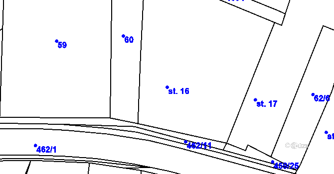 Parcela st. 16 v KÚ Slavhostice, Katastrální mapa