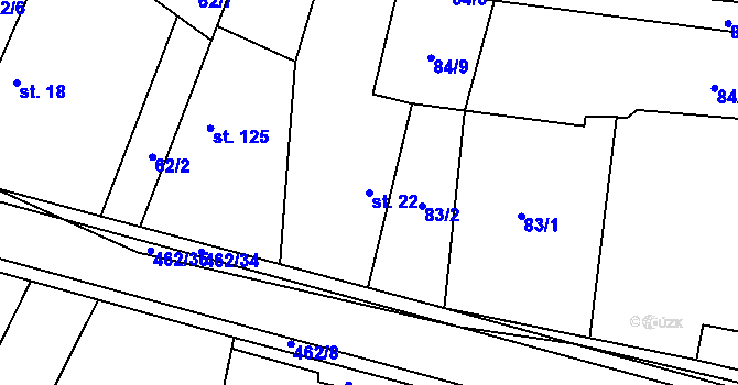 Parcela st. 22 v KÚ Slavhostice, Katastrální mapa