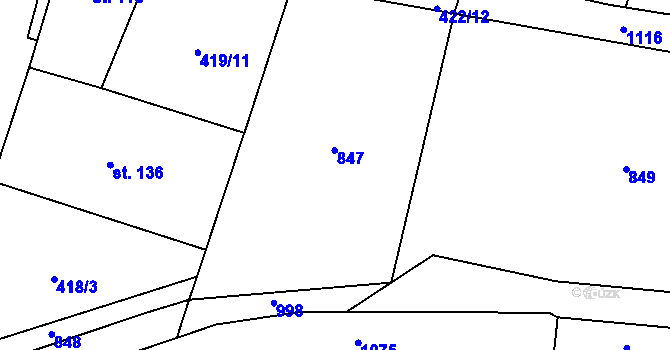 Parcela st. 419/4 v KÚ Slavhostice, Katastrální mapa