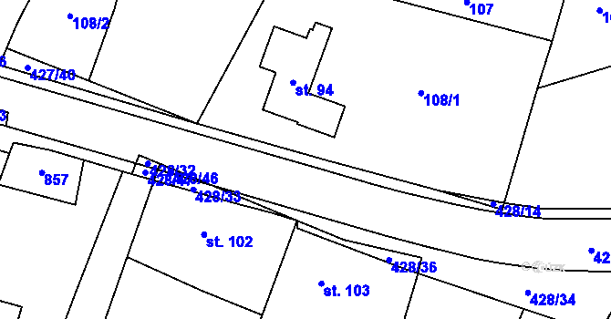 Parcela st. 427/9 v KÚ Slavhostice, Katastrální mapa