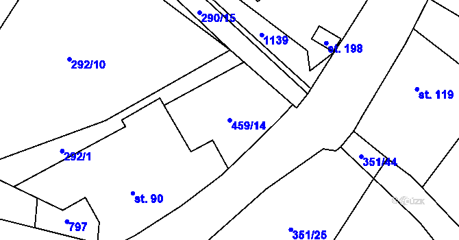 Parcela st. 459/14 v KÚ Slavhostice, Katastrální mapa
