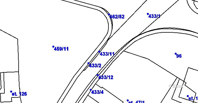 Parcela st. 433/11 v KÚ Slavhostice, Katastrální mapa
