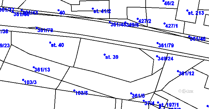 Parcela st. 39 v KÚ Žlunice, Katastrální mapa