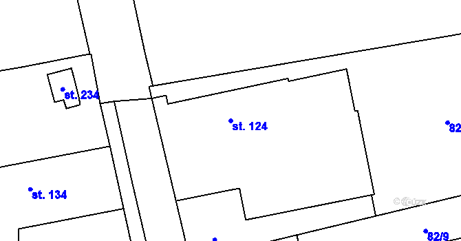 Parcela st. 124 v KÚ Žlunice, Katastrální mapa
