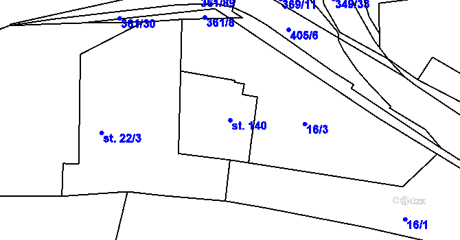 Parcela st. 140 v KÚ Žlunice, Katastrální mapa